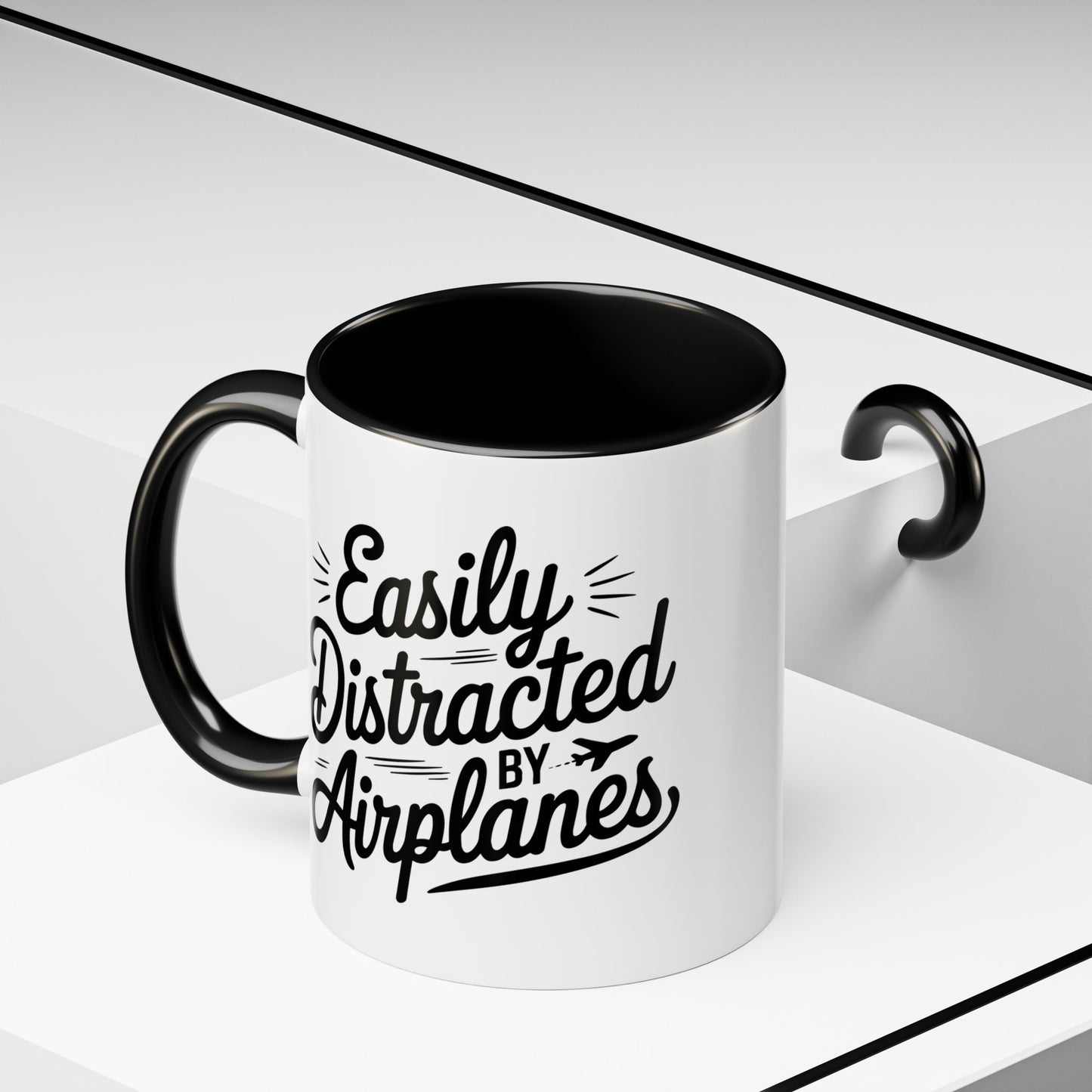 Easily Distracted By Airplanes Coffee Mug, Fun Travel Mug, Gift for Aviation Lovers, Quirky Office Mug, Unique Airplane Gift