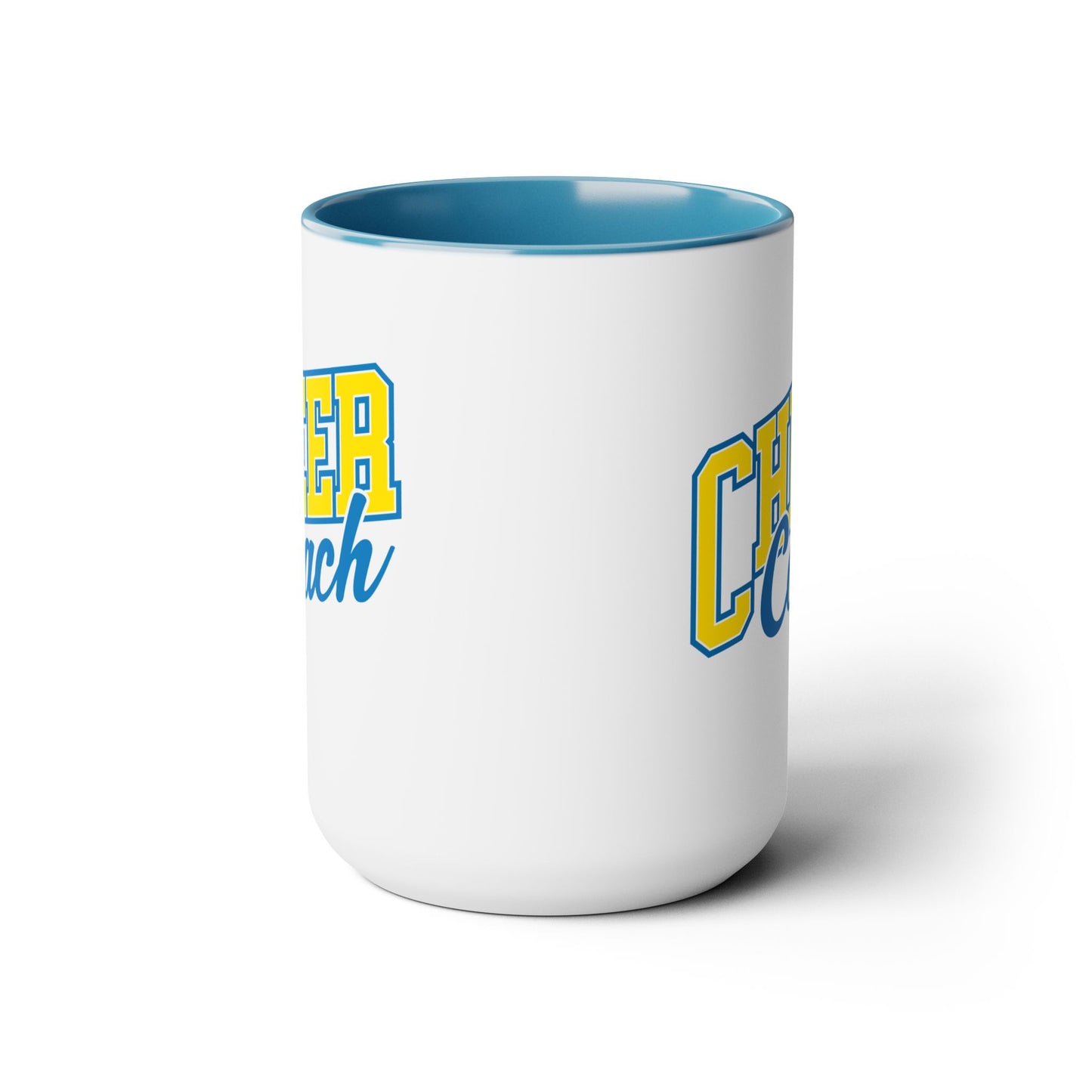 Customizable Cheer Coach Coffee Mug | Bold Block & Cursive Script | 15oz Ceramic Mug