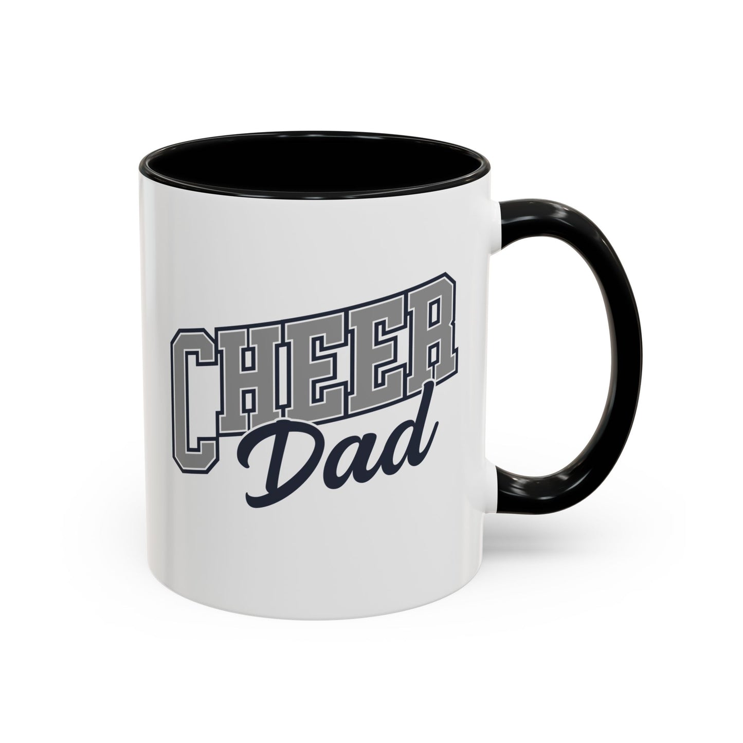 Cheer Dad Coffee Mug | Bold Sports Font & Cursive Script | 11oz Ceramic Mug