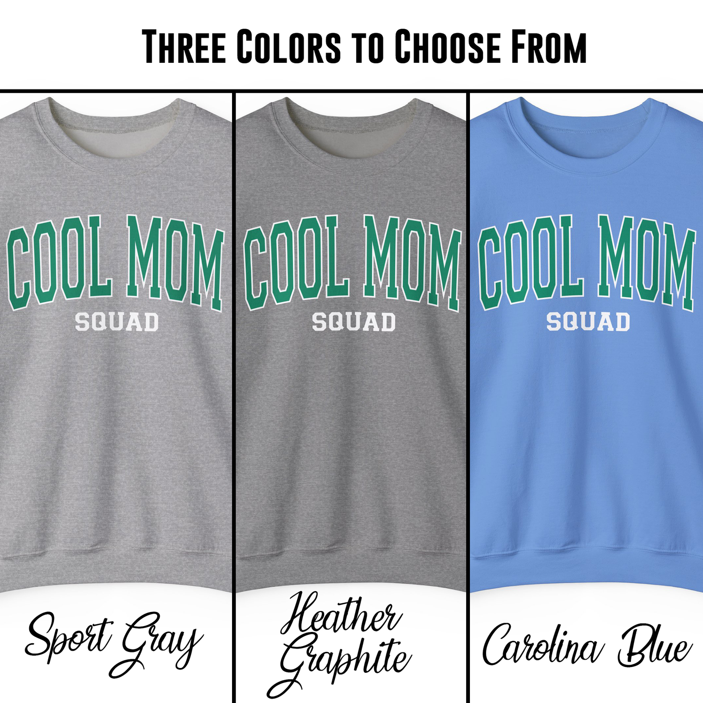 Cool Mom Squad Sweatshirt, Collegiate Varsity Font Pullover, Sporty Mom Life Sweater, Cozy Graphic Sweatshirt, Fun Gift for Moms