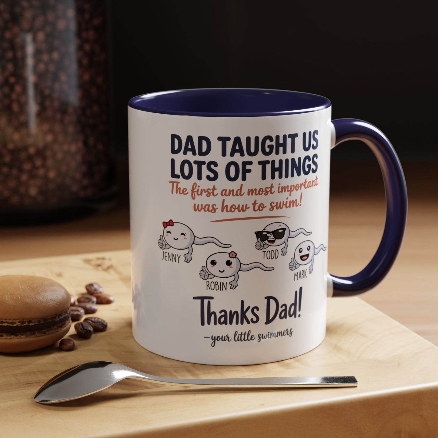 Funny Dad Mug Personalized Gift for Fathers Day Custom Sperm Mug Little Swimmers Dad Mug Gift from Kids with Names