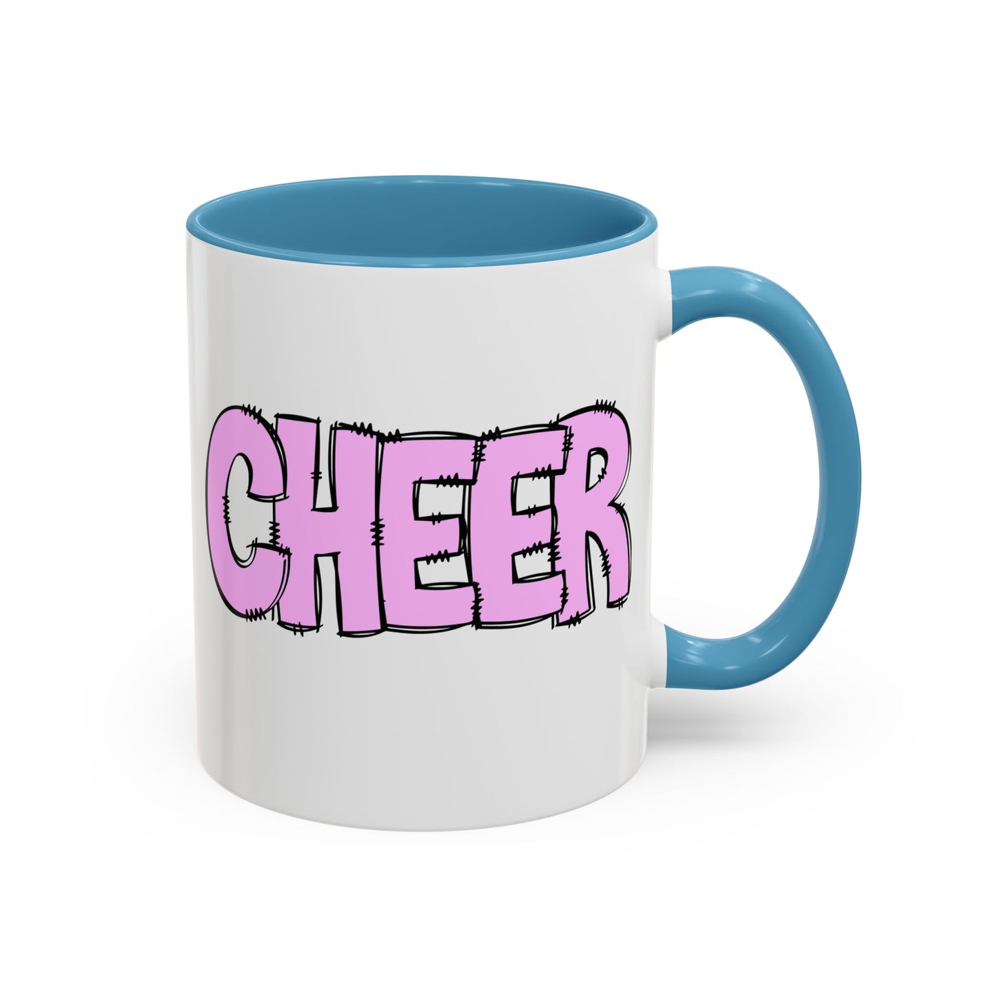 Cheer Doodle Art Mug - Light Blue or Red Accent - 11oz