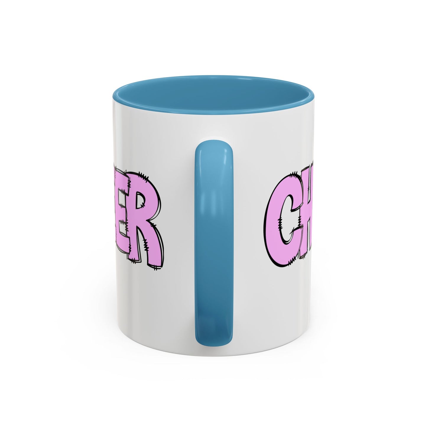Cheer Doodle Art Mug - Light Blue or Red Accent - 11oz
