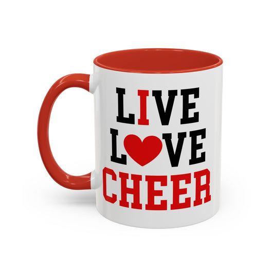 Live. Love. Cheer. Minimalist Red Heart Mug - 11oz