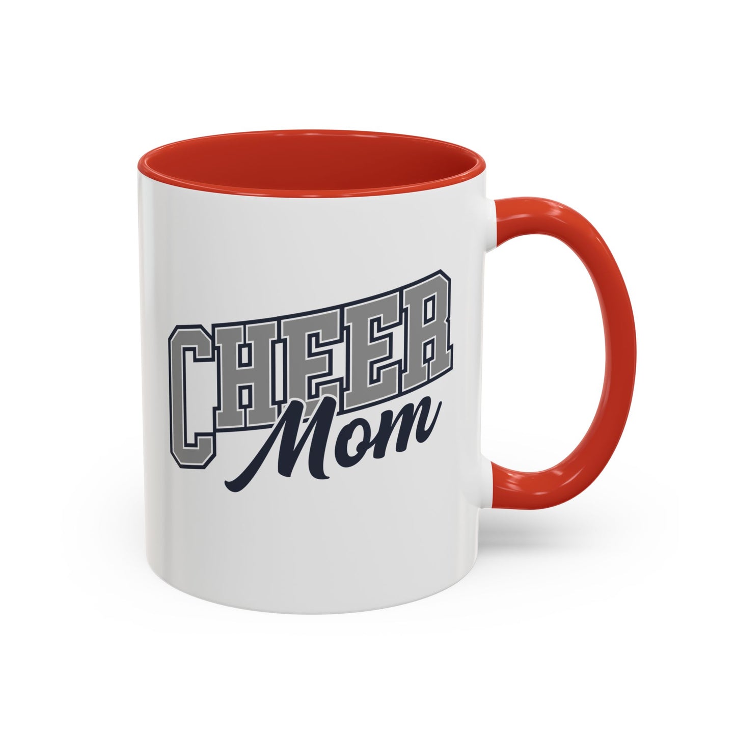 Cheer Mom Bold Sport Font Mug - Pink or Red Accent - 11oz
