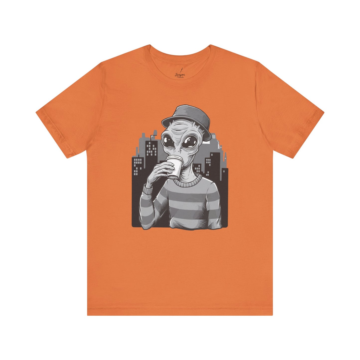 Interstellar Hipster Alien Tee, Funny Space Coffee Lover T-Shirt, Galaxy Graphic Top, Astronaut Shirt, Cosmic Outfit, UFO Apparel