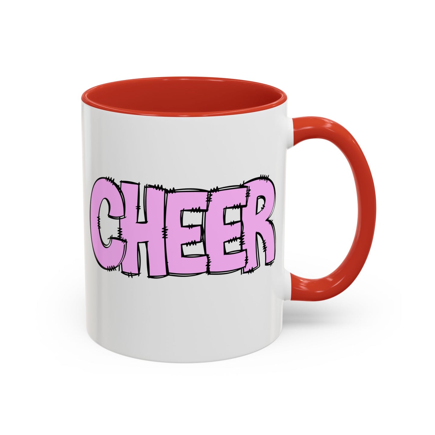 Cheer Doodle Art Mug - Light Blue or Red Accent - 11oz