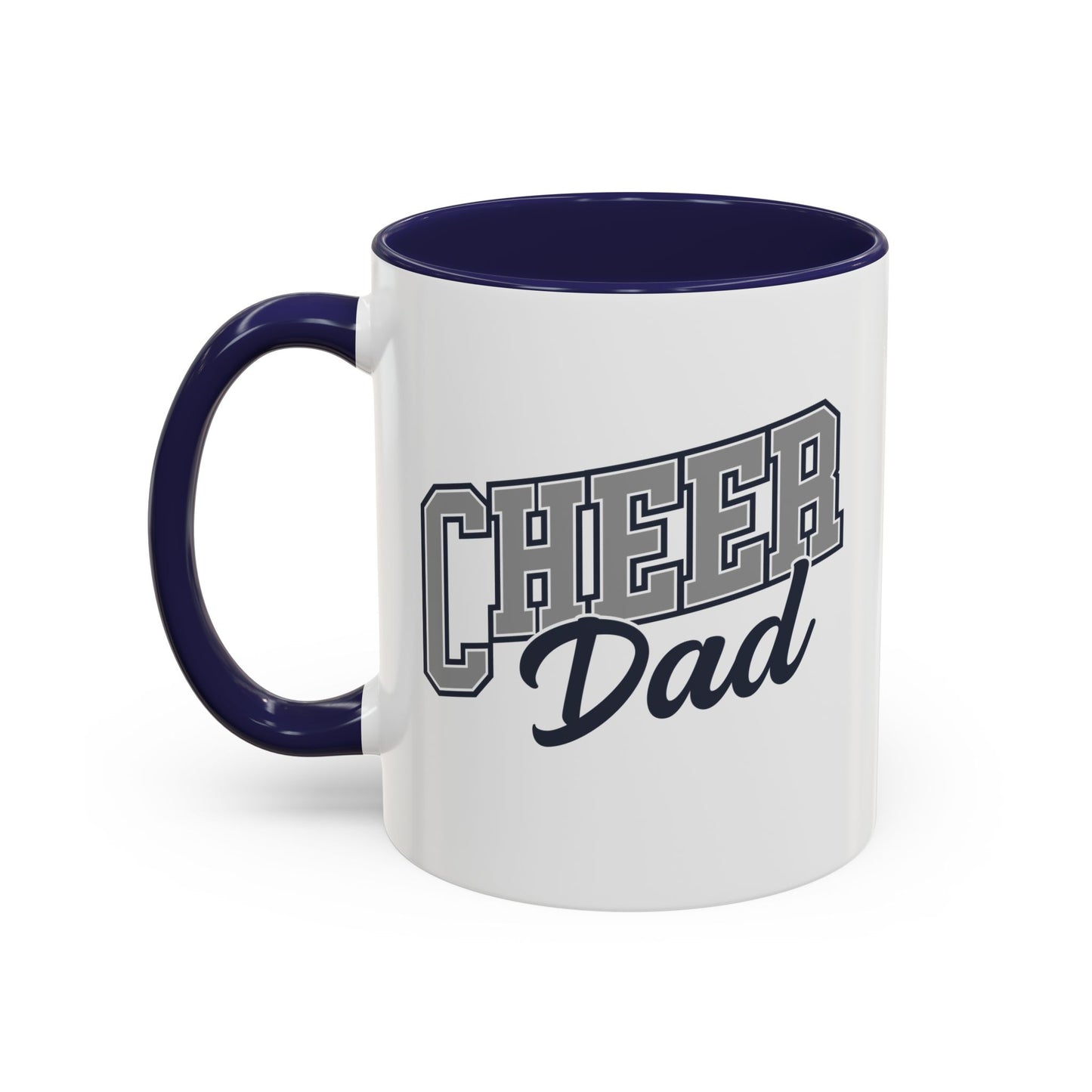 Cheer Dad Coffee Mug | Bold Sports Font & Cursive Script | 11oz Ceramic Mug