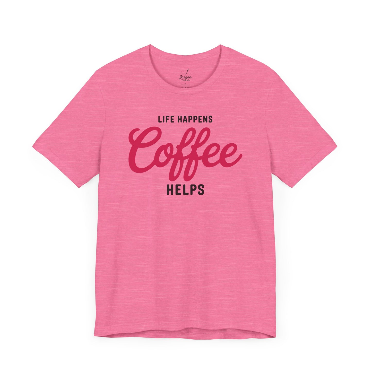 Life Happens Coffee Helps T Shirt | Vintage Style Coffee Lover Graphic Tee with Retro Design and Caffeine Humor