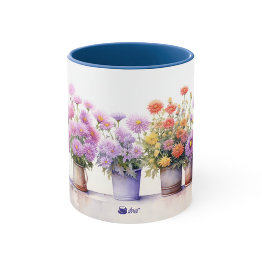 Aster Plant, Watercolored Flowers series, Accent Coffee Mug, 11oz