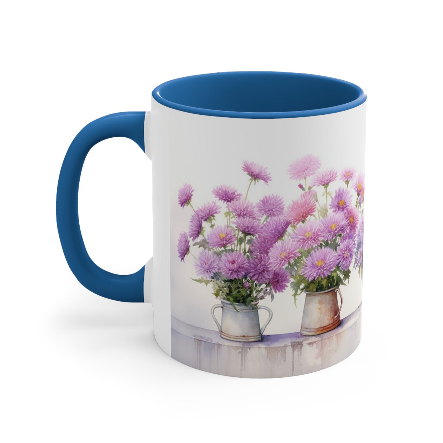 Aster Plant, Watercolored Flowers series, Accent Coffee Mug, 11oz