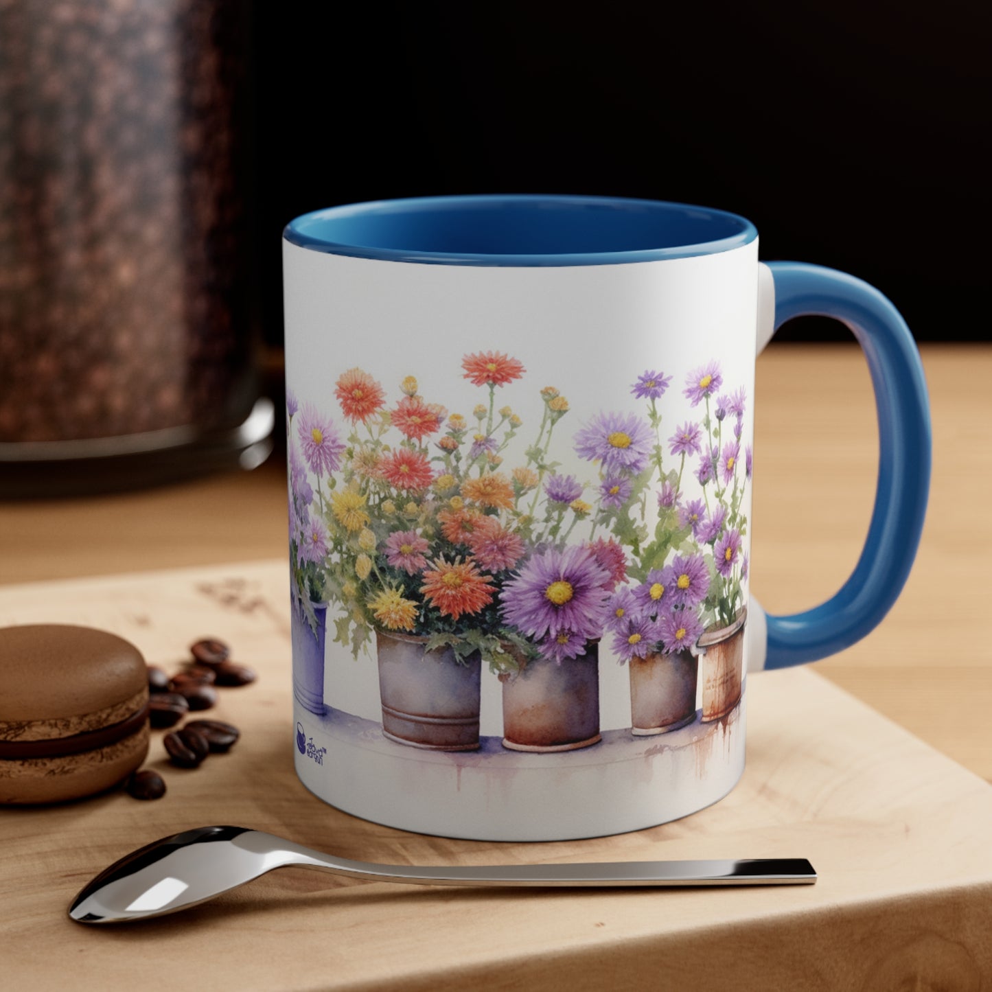 Aster Plant, Watercolored Flowers series, Accent Coffee Mug, 11oz