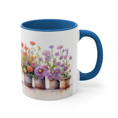 Aster Plant, Watercolored Flowers series, Accent Coffee Mug, 11oz