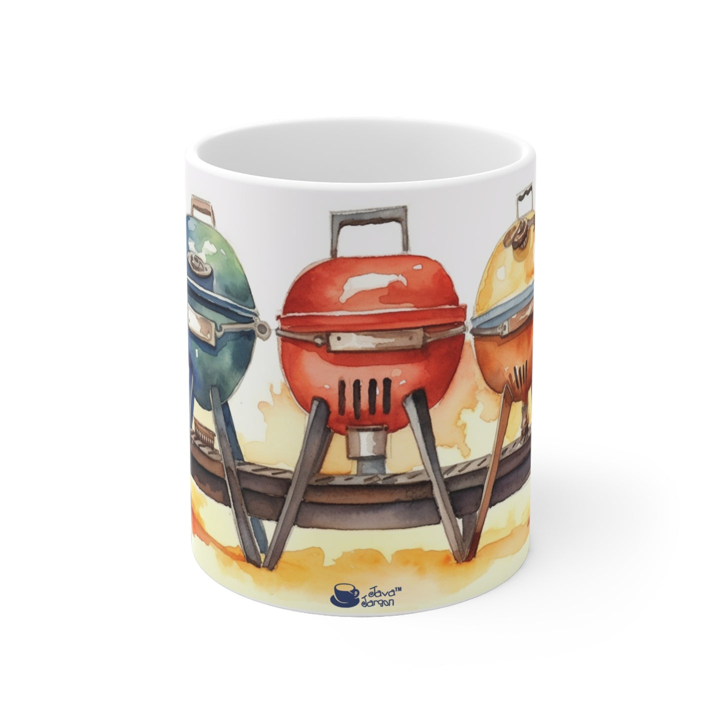 Barbecue Watercolor Coffee Mug. Collectible "Summer" series White Ceramic 11oz Coffee Mug.