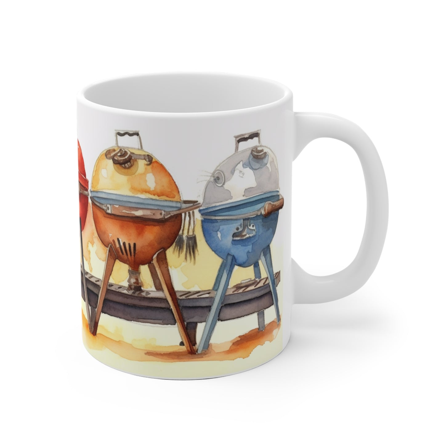 Barbecue Watercolor Coffee Mug. Collectible "Summer" series White Ceramic 11oz Coffee Mug.