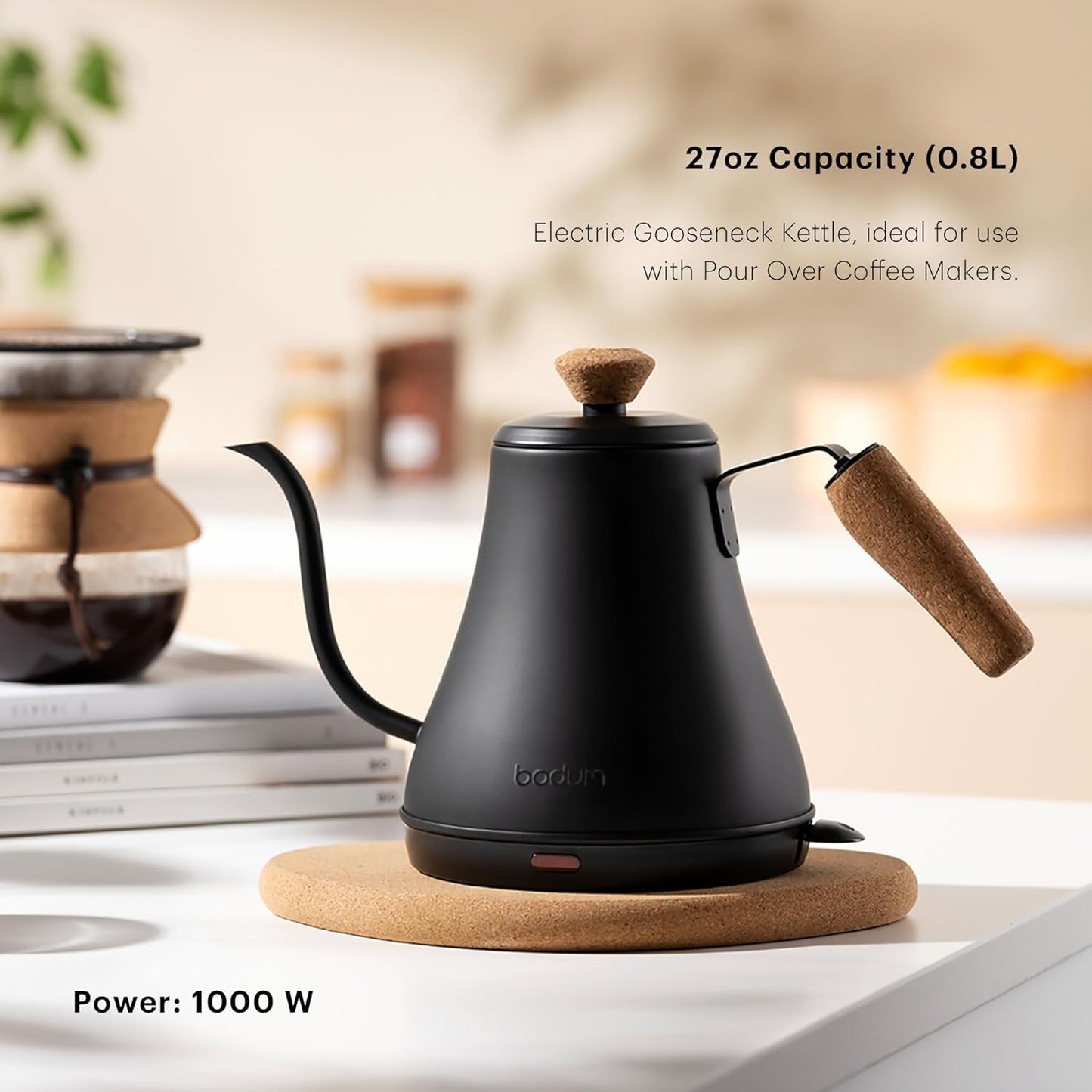 Bodum Bistro Gooseneck Kettle – Matte Black, Stainless Steel