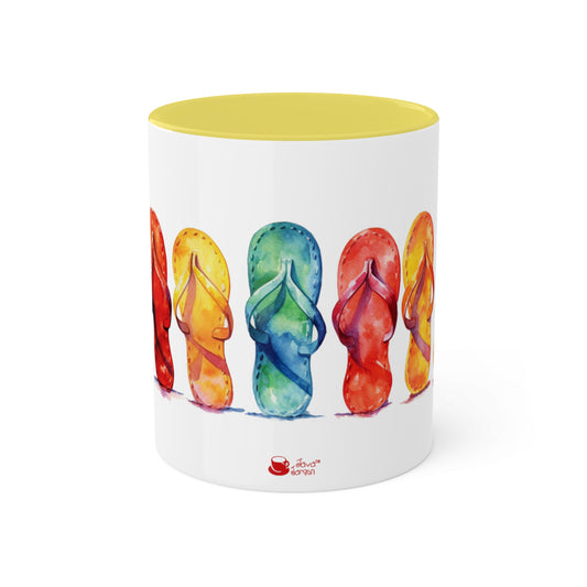Flip Flops, Watercolored Flip Flops Collectible Summer Series Accent Coffee Mug 11oz