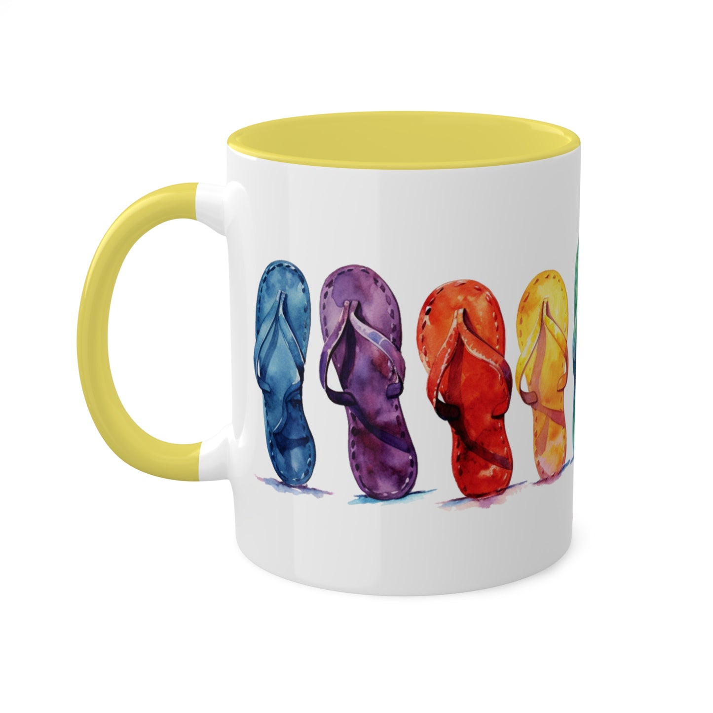 Flip Flops, Watercolored Flip Flops Collectible Summer Series Accent Coffee Mug 11oz