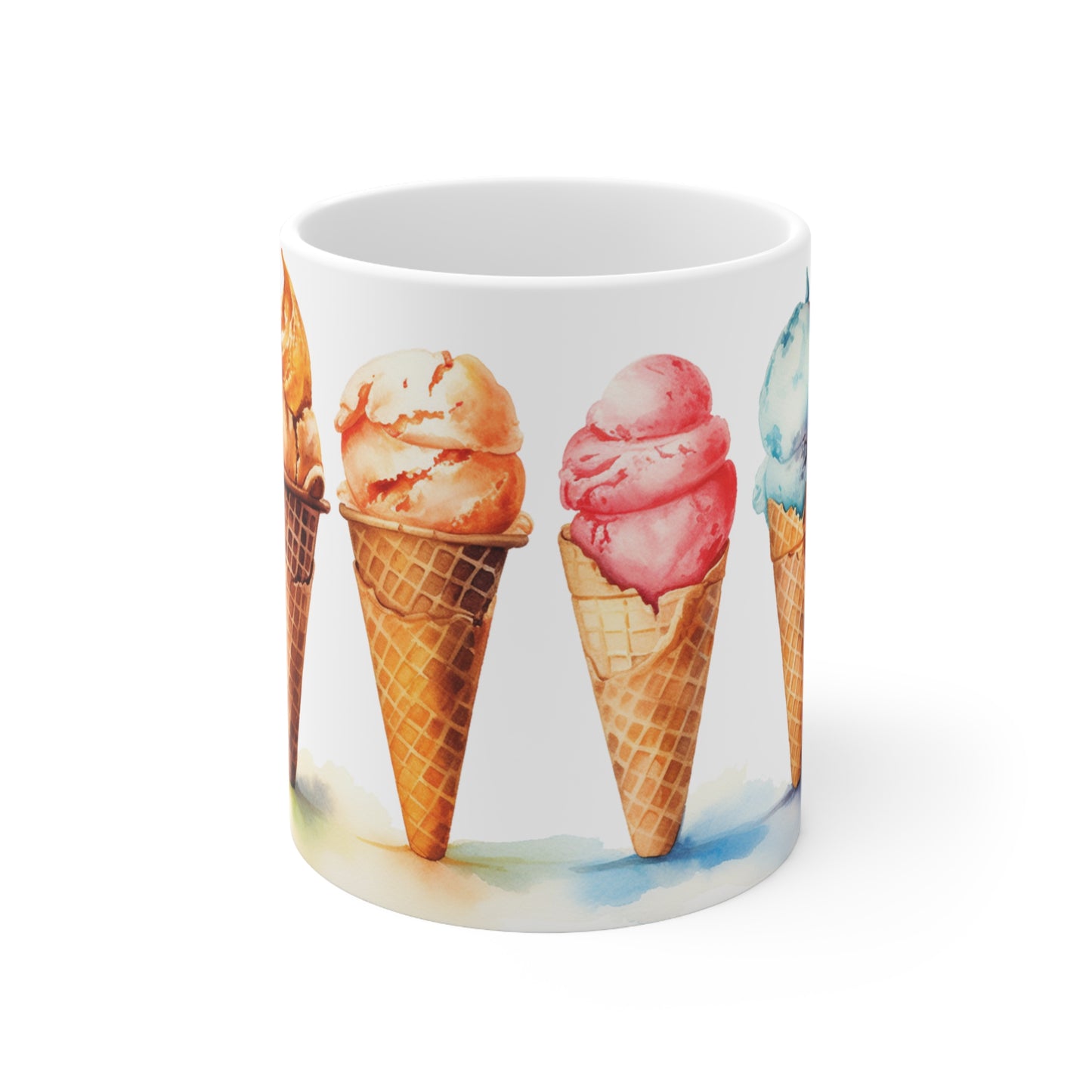 Summertime Palette set of six (6) Watercolor Coffee Mugs.