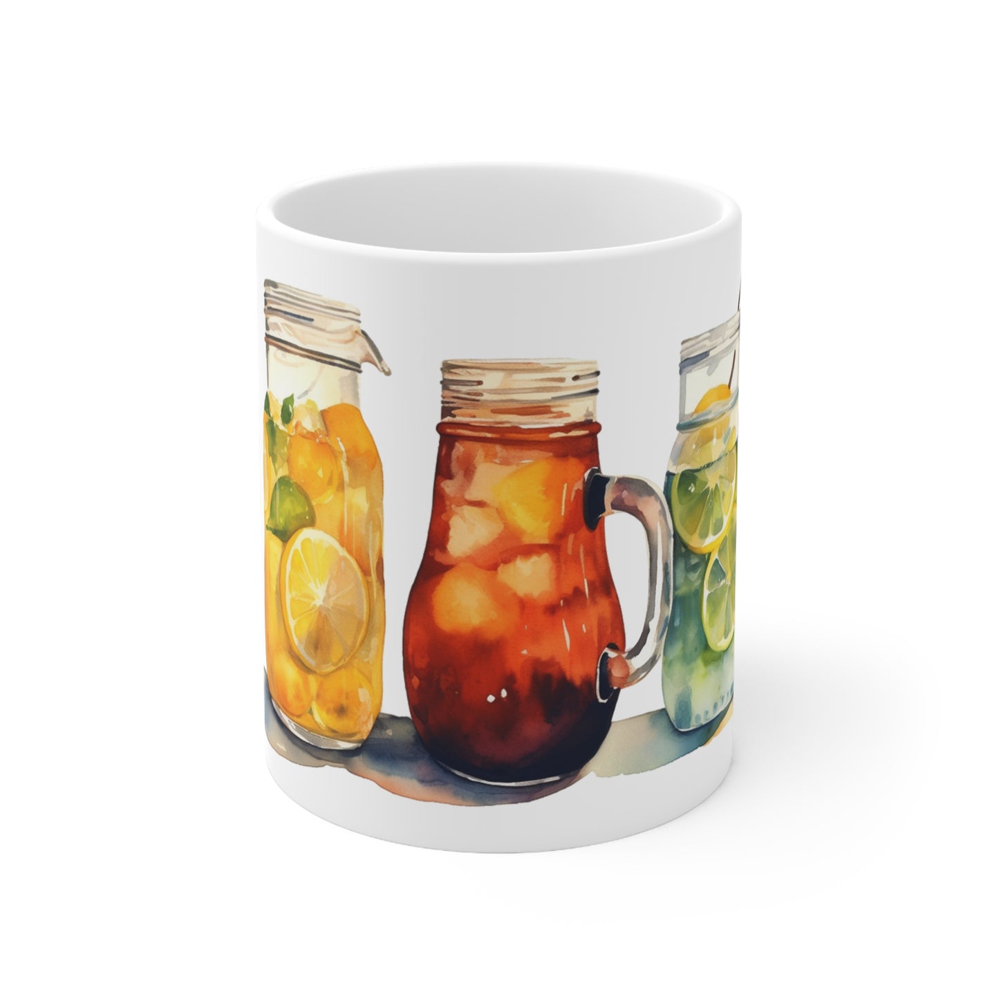 Summer Serenity. Set of four (4) Watercolor Coffee mugs.