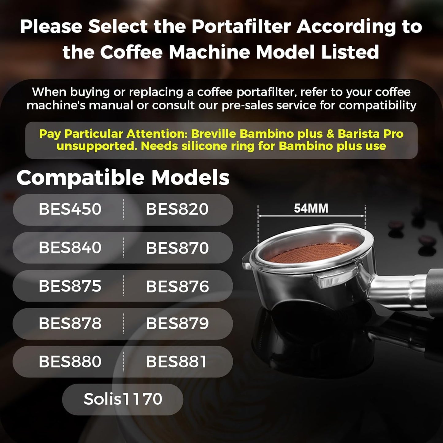 IKAPE 54mm Bottomless Portafilter for Breville Barista Series