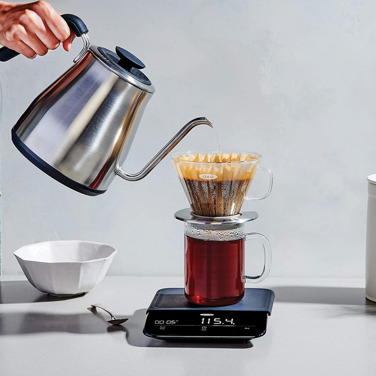 OXO Brew Gooseneck Electric Kettle – 1L Stainless Steel