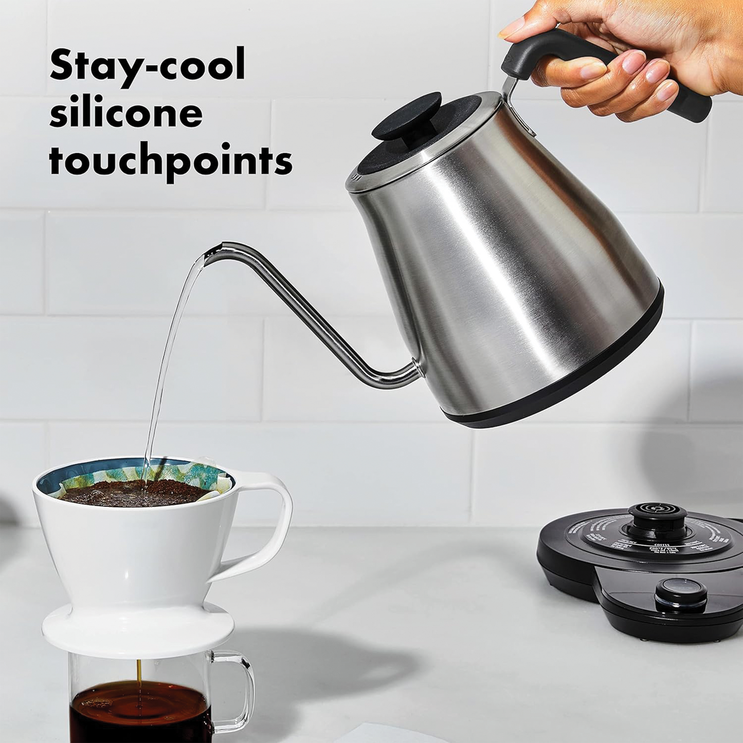 OXO Brew Gooseneck Electric Kettle – 1L Stainless Steel
