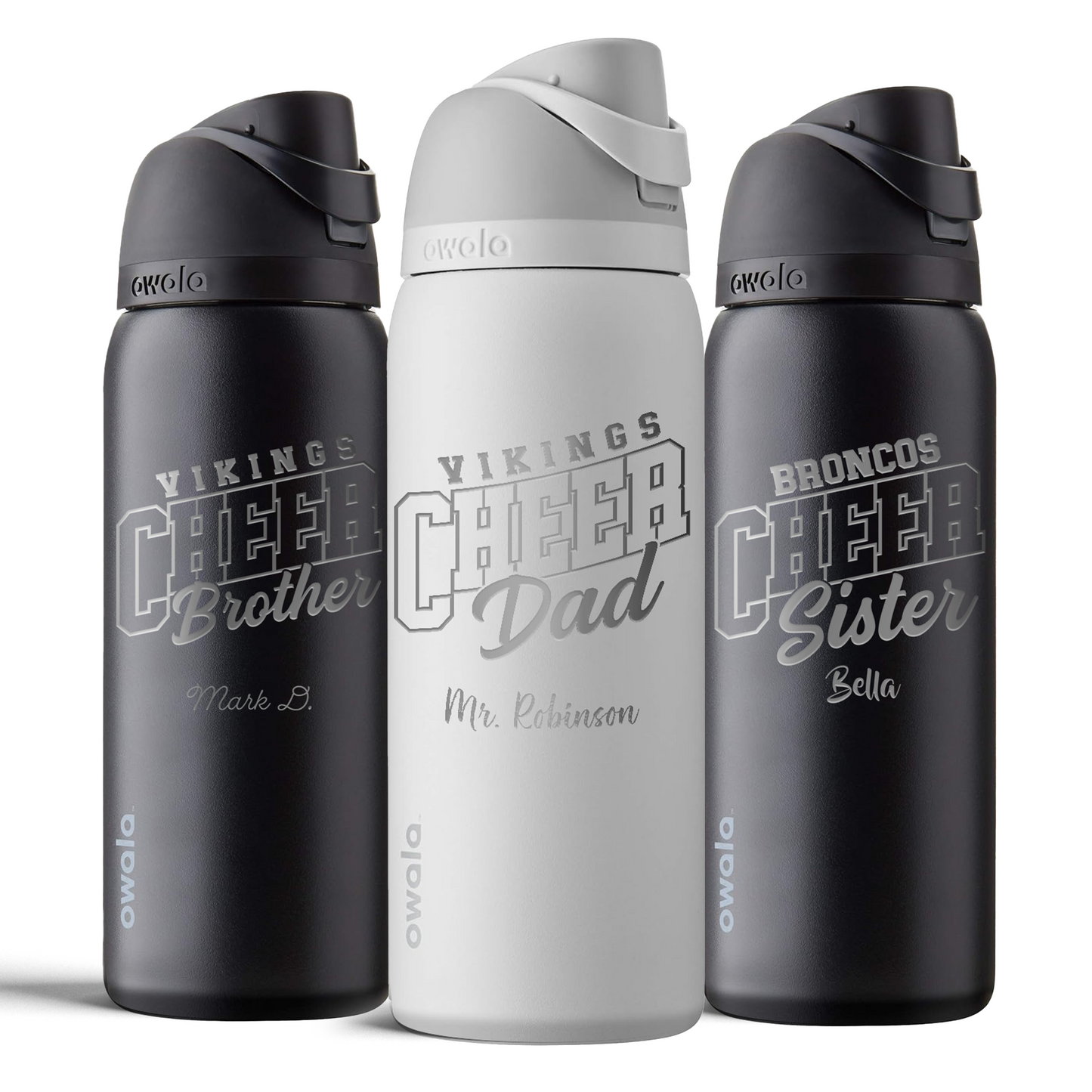 Custom Cheer Dad, Brother Sister Owala 32oz Tumbler – Laser Engraved