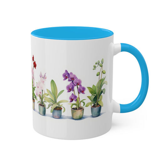 Simple Orchids, Collectible Floral Series watercolored ceramic coffee mug. 11oz