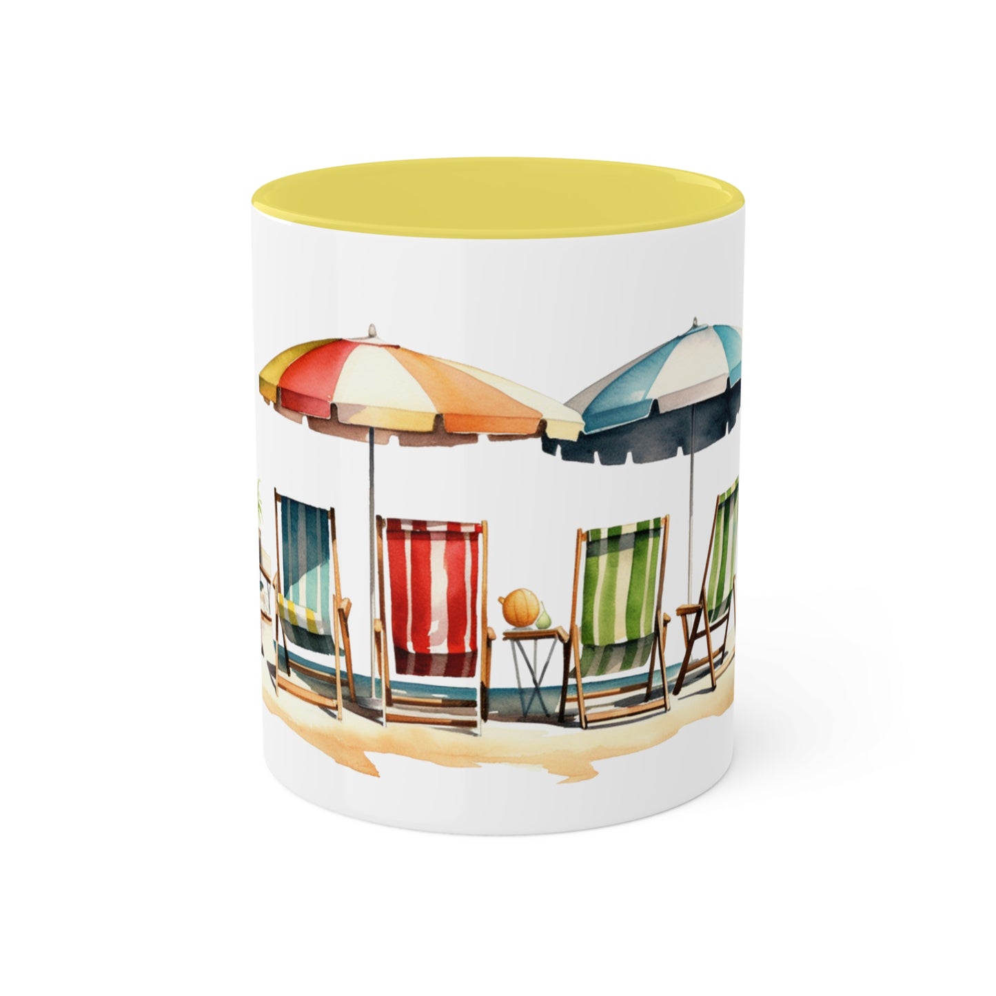 Summer Serenity. Set of four (4) Watercolor Coffee mugs.