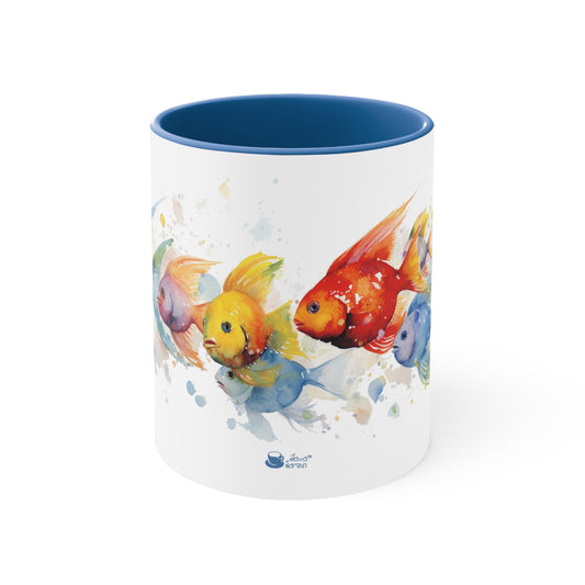 Tropical Tranquility Tropical Fish, Watercolor Collectible Sea Life Series Ceramic Accent Coffee Mug 11oz