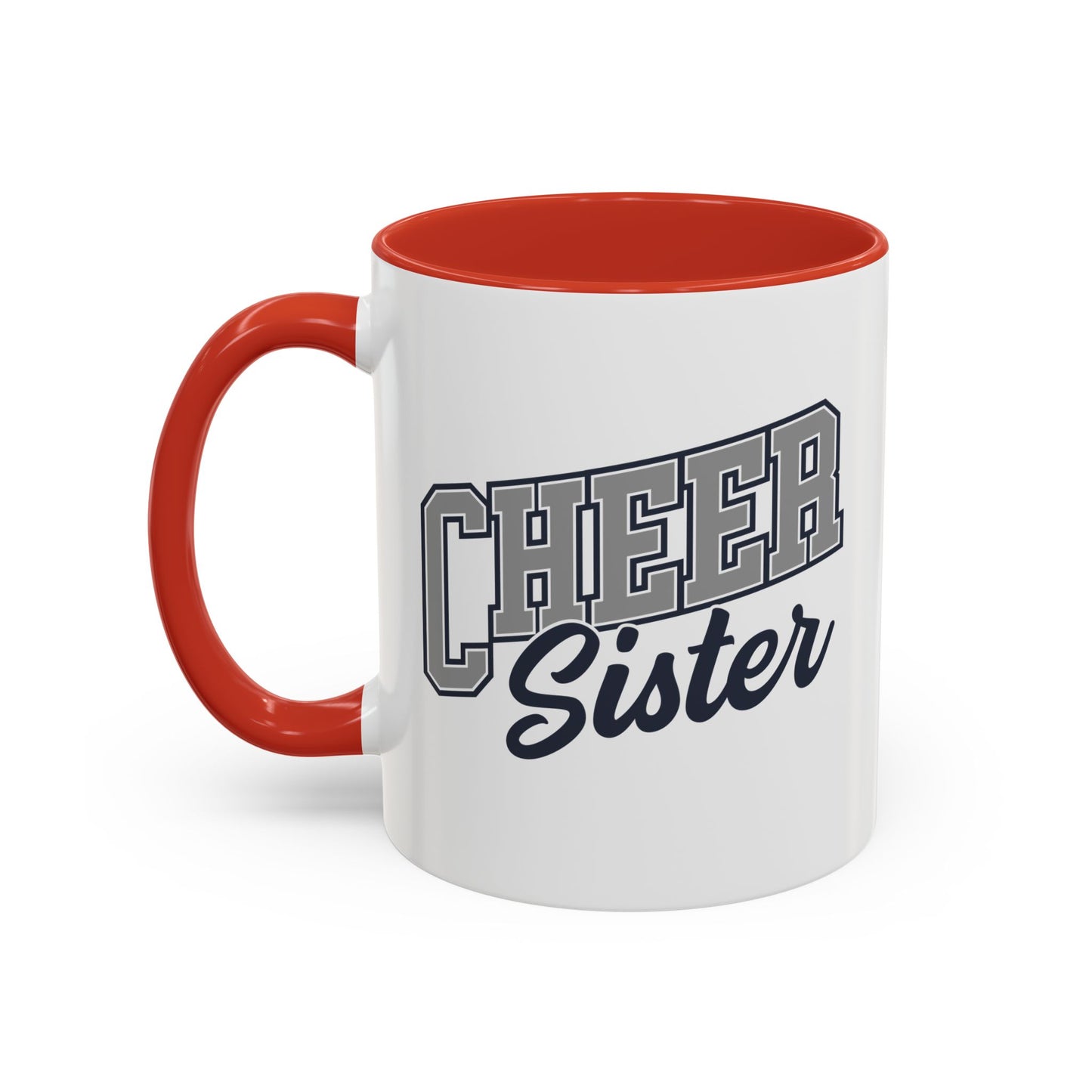 Cheer Sister Coffee Mug | Bold Sports Font & Cursive Script | 11oz Ceramic Mug