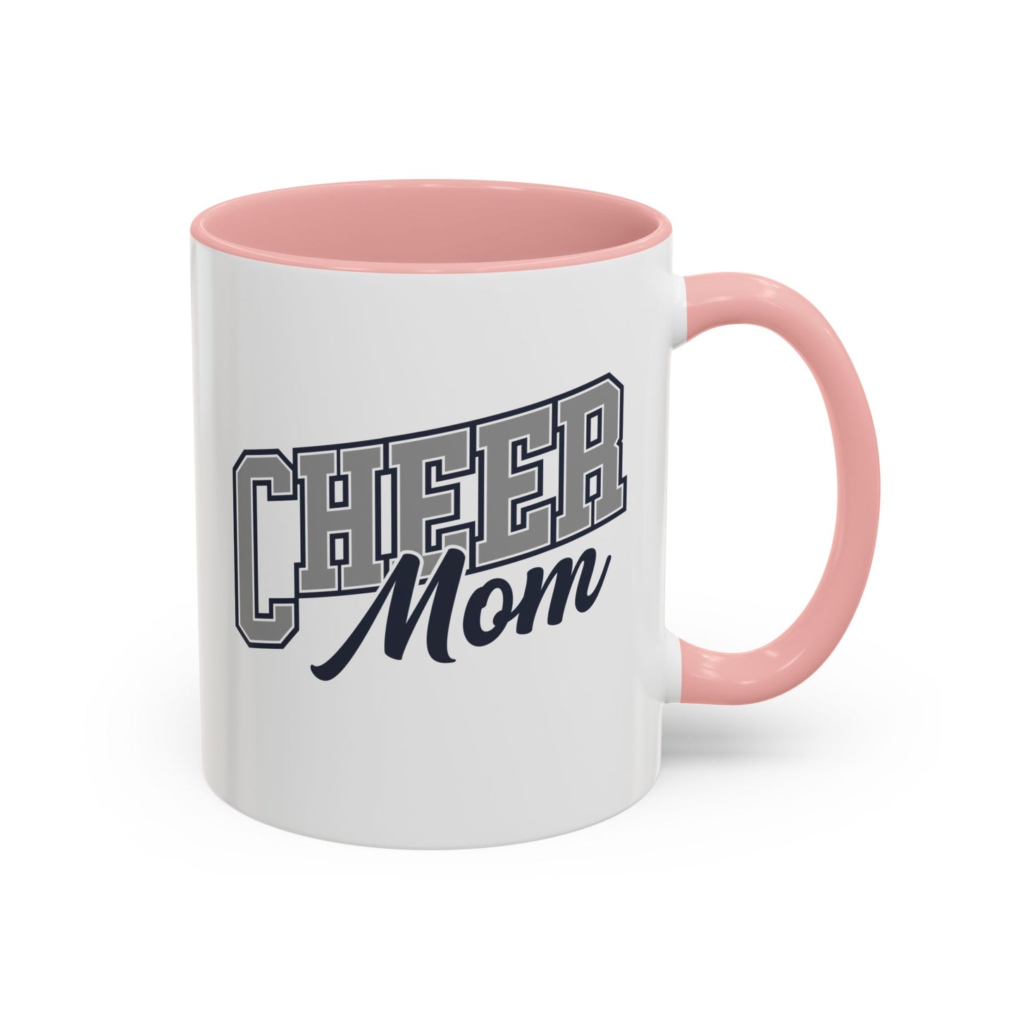 Cheer Mom Bold Sport Font Mug - Pink or Red Accent - 11oz