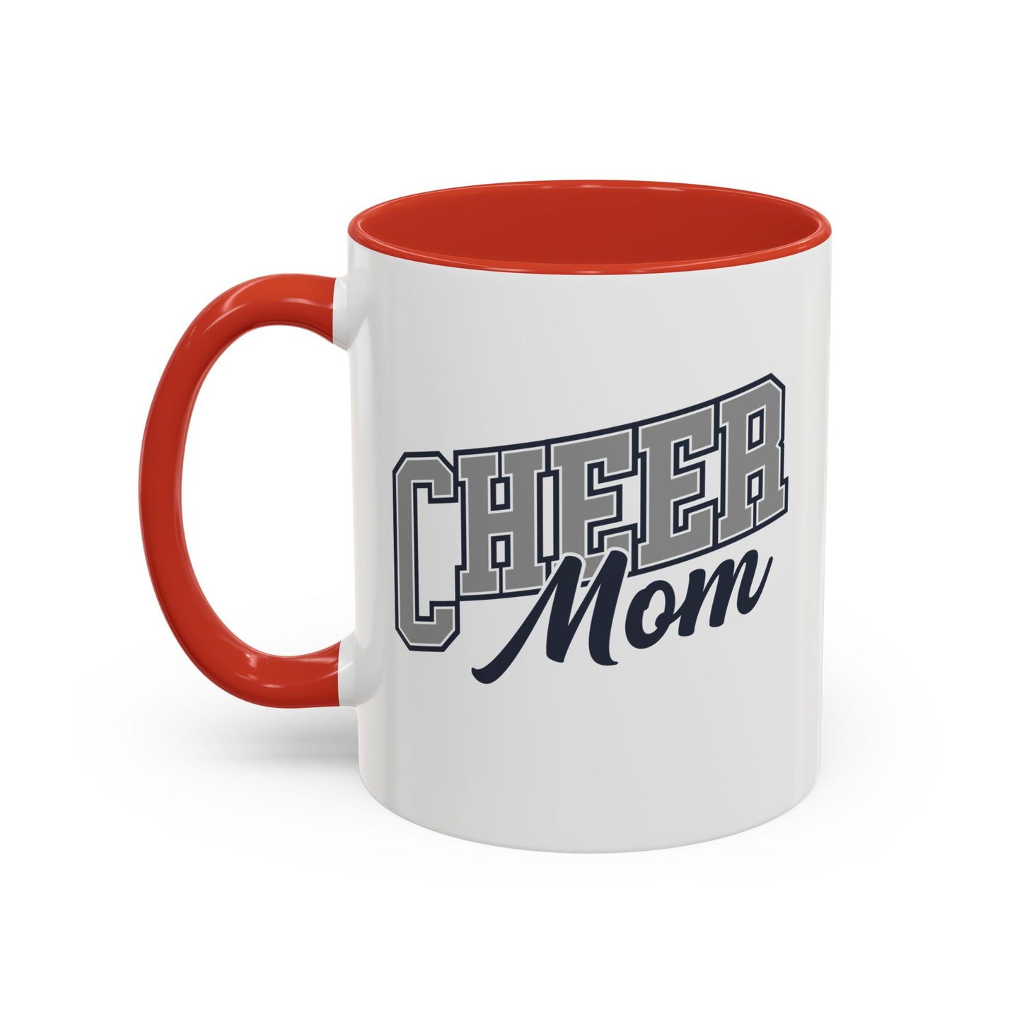 Cheer Mom Bold Sport Font Mug - Pink or Red Accent - 11oz