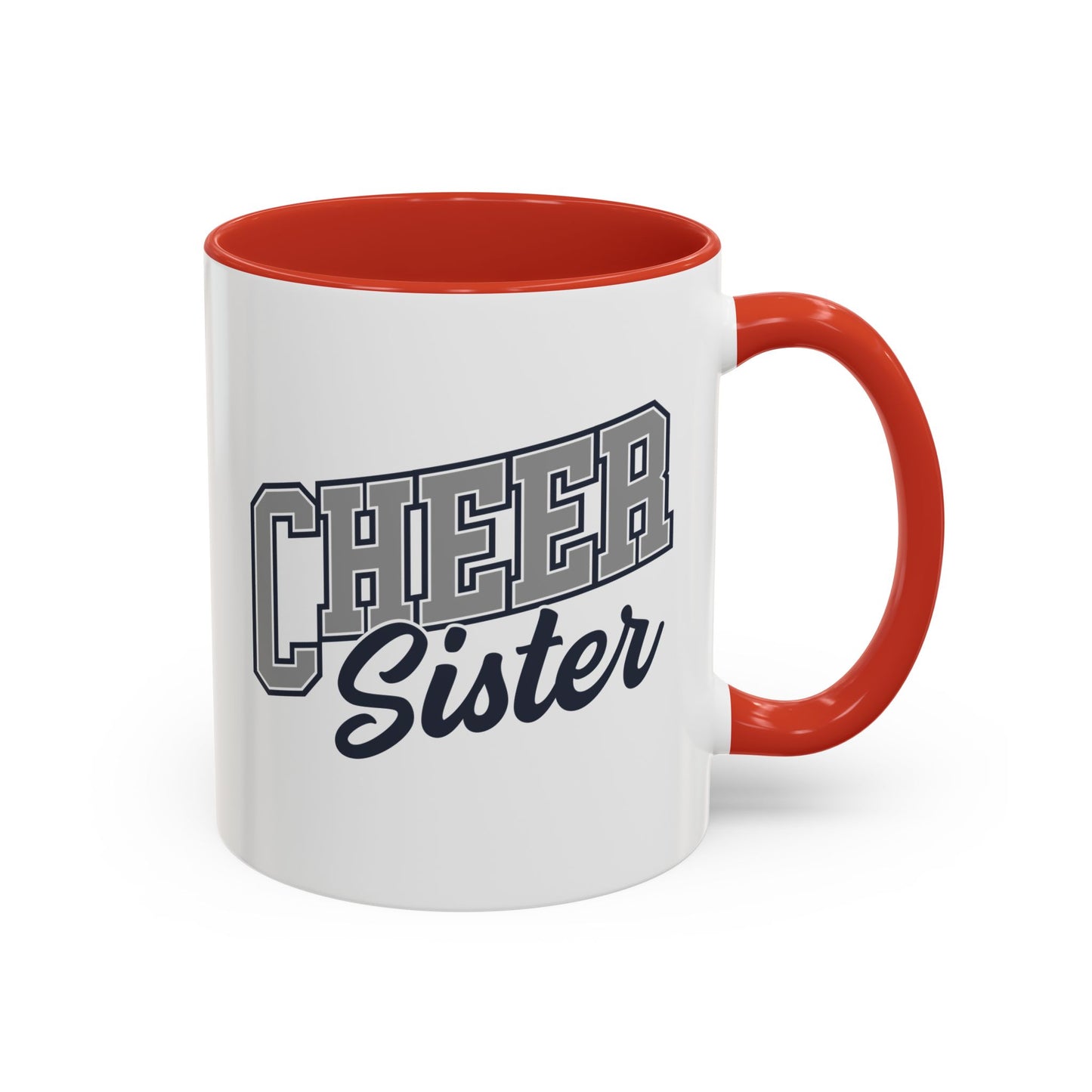 Cheer Sister Coffee Mug | Bold Sports Font & Cursive Script | 11oz Ceramic Mug