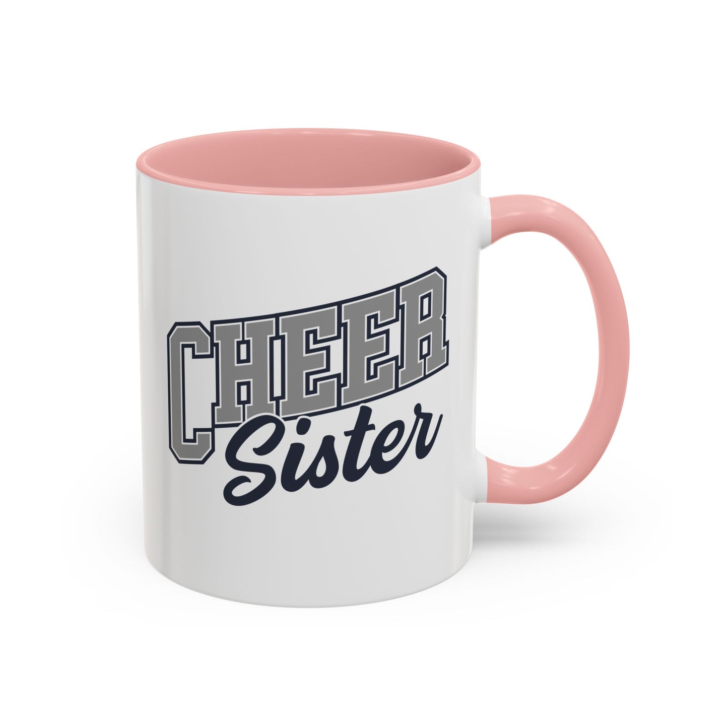 Cheer Sister Coffee Mug | Bold Sports Font & Cursive Script | 11oz Ceramic Mug