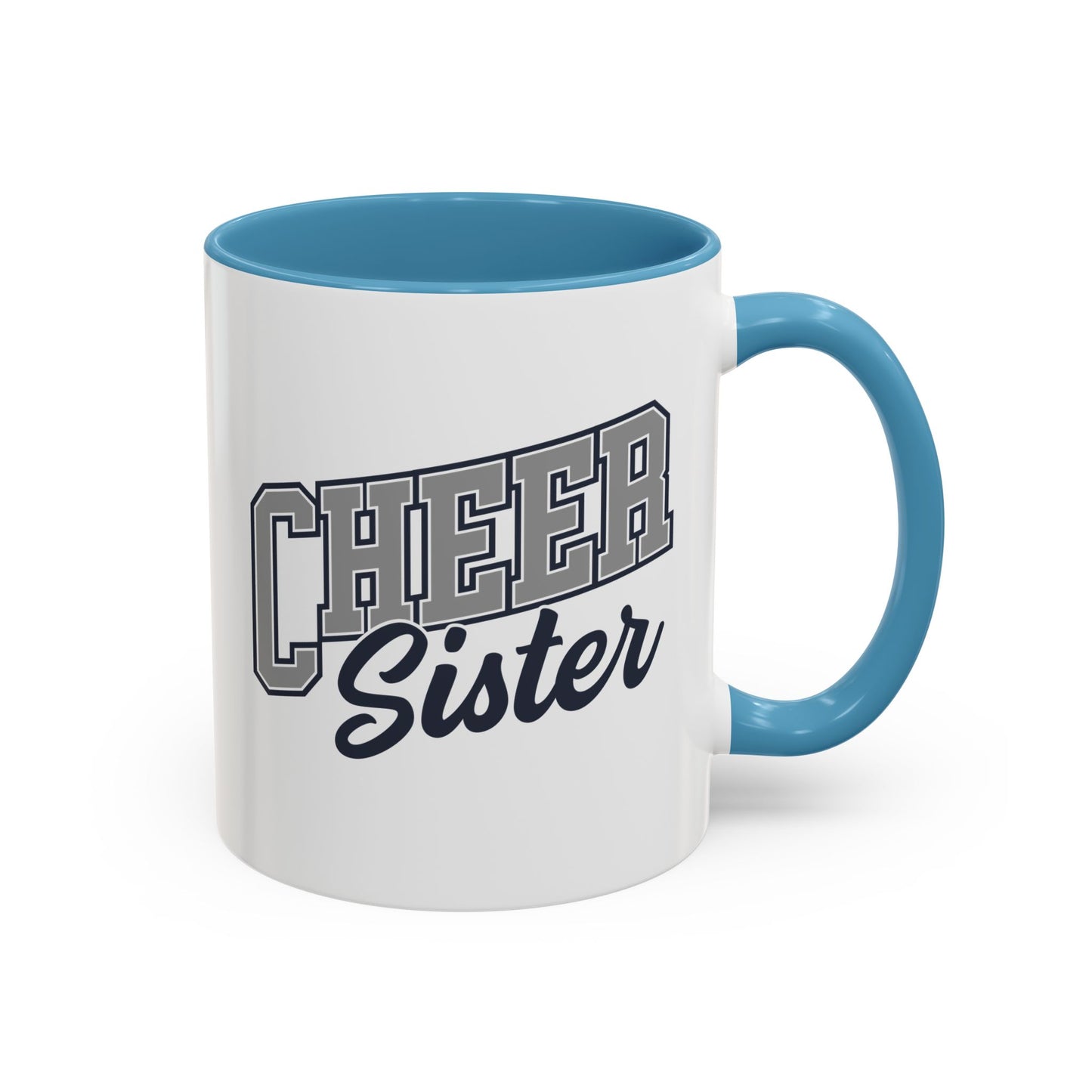 Cheer Sister Coffee Mug | Bold Sports Font & Cursive Script | 11oz Ceramic Mug
