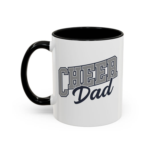 Cheer Dad Coffee Mug | Bold Sports Font & Cursive Script | 11oz Ceramic Mug