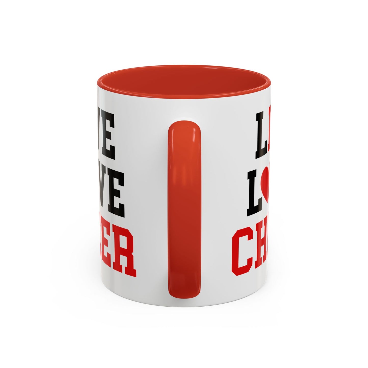 Live. Love. Cheer. Minimalist Red Heart Mug - 11oz