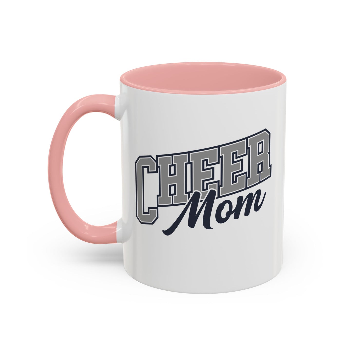 Cheer Mom Bold Sport Font Mug - Pink or Red Accent - 11oz
