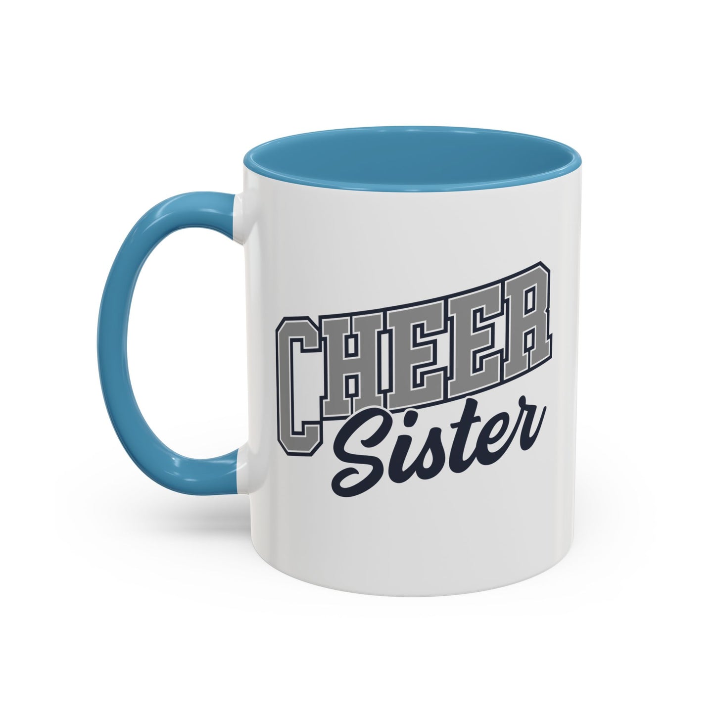 Cheer Sister Coffee Mug | Bold Sports Font & Cursive Script | 11oz Ceramic Mug