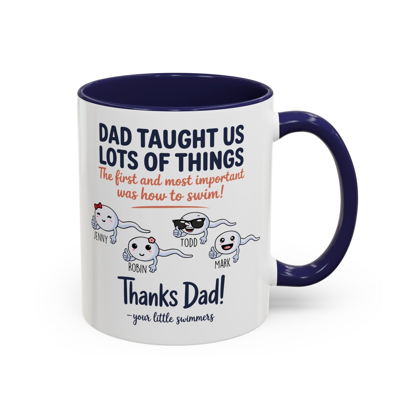 Funny Dad Mug Personalized Gift for Fathers Day Custom Sperm Mug Little Swimmers Dad Mug Gift from Kids with Names