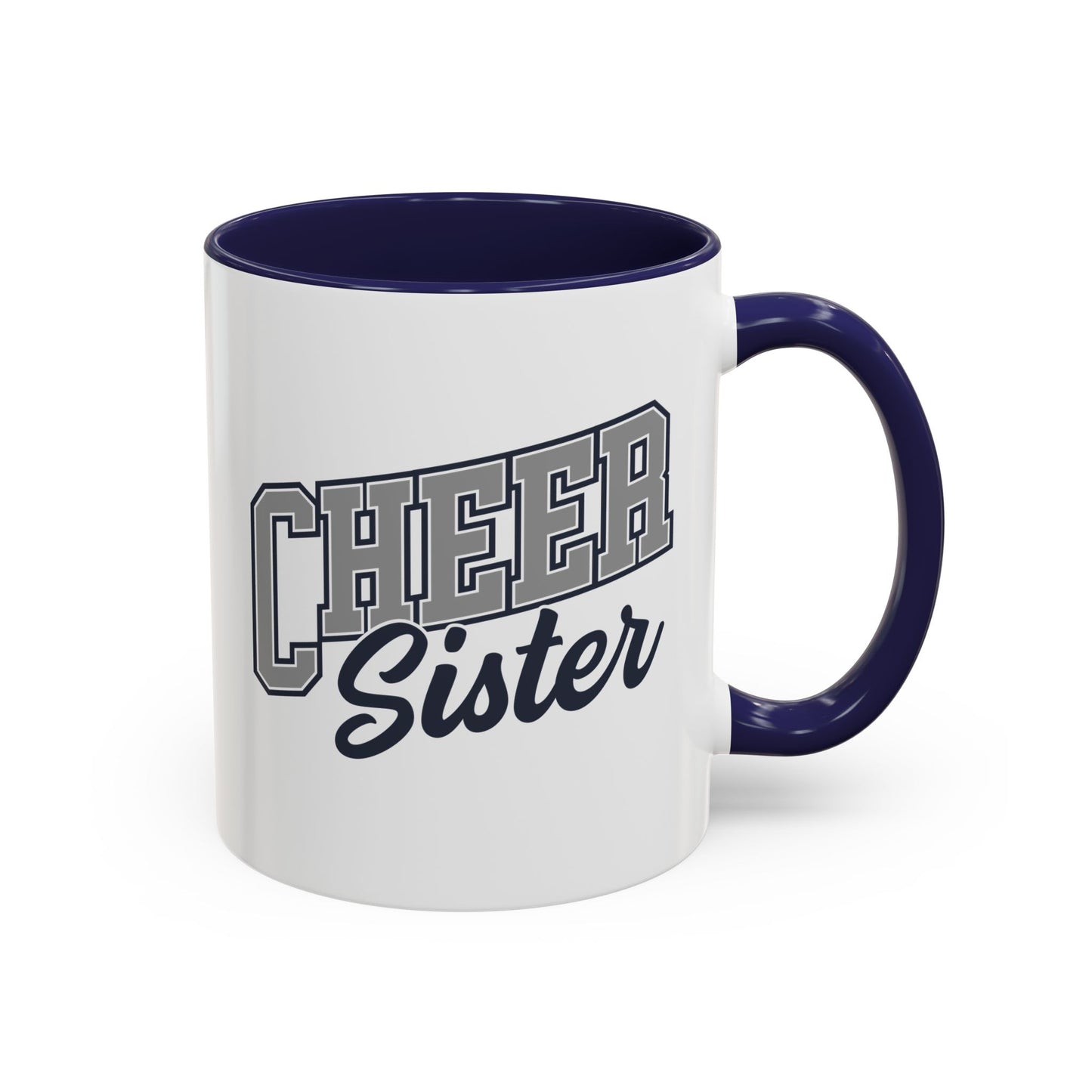 Cheer Sister Coffee Mug | Bold Sports Font & Cursive Script | 11oz Ceramic Mug