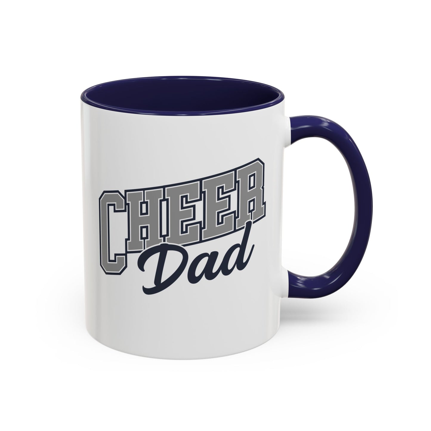 Cheer Dad Coffee Mug | Bold Sports Font & Cursive Script | 11oz Ceramic Mug