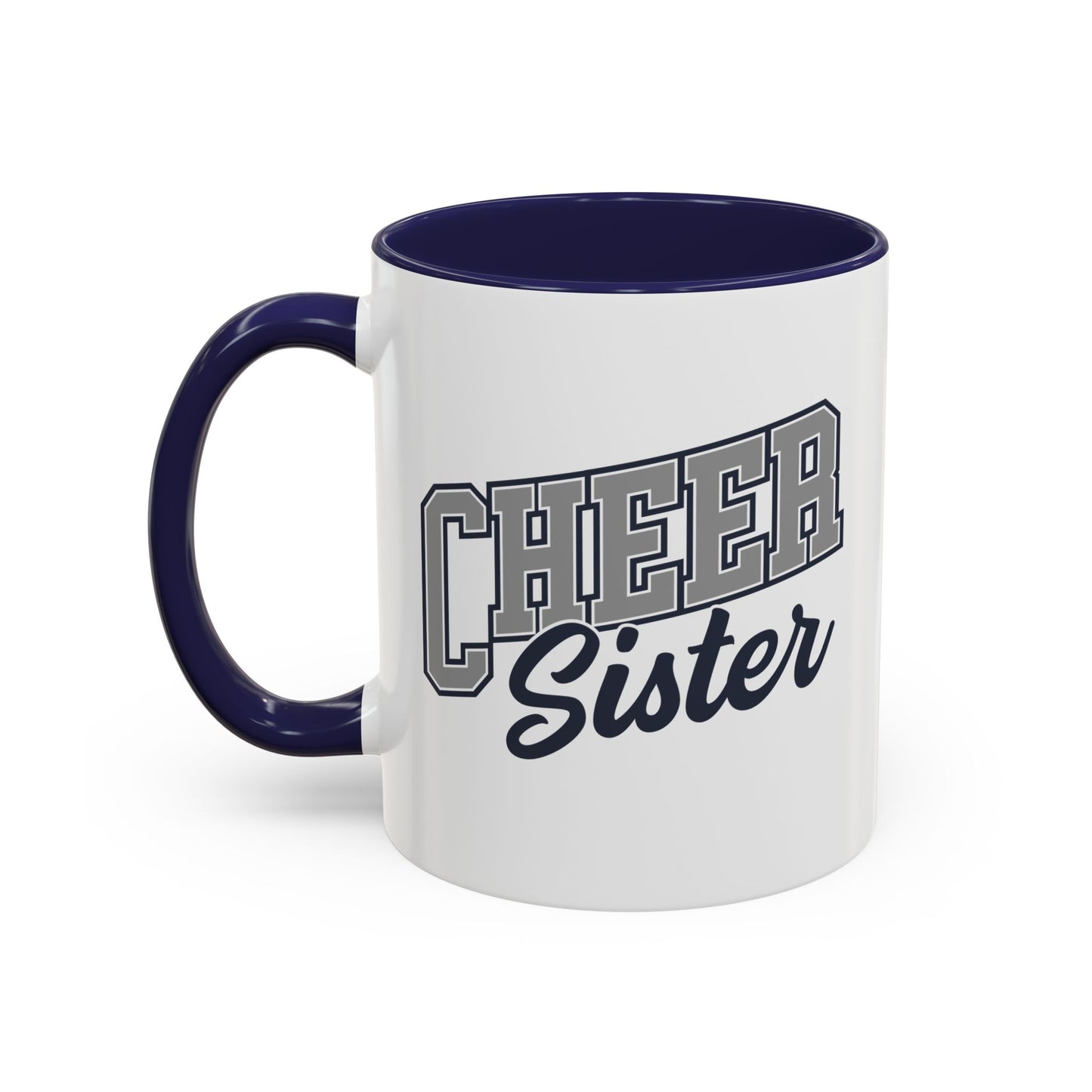 Cheer Sister Coffee Mug | Bold Sports Font & Cursive Script | 11oz Ceramic Mug