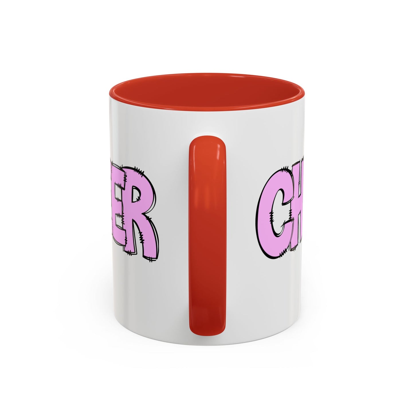 Cheer Doodle Art Mug - Light Blue or Red Accent - 11oz