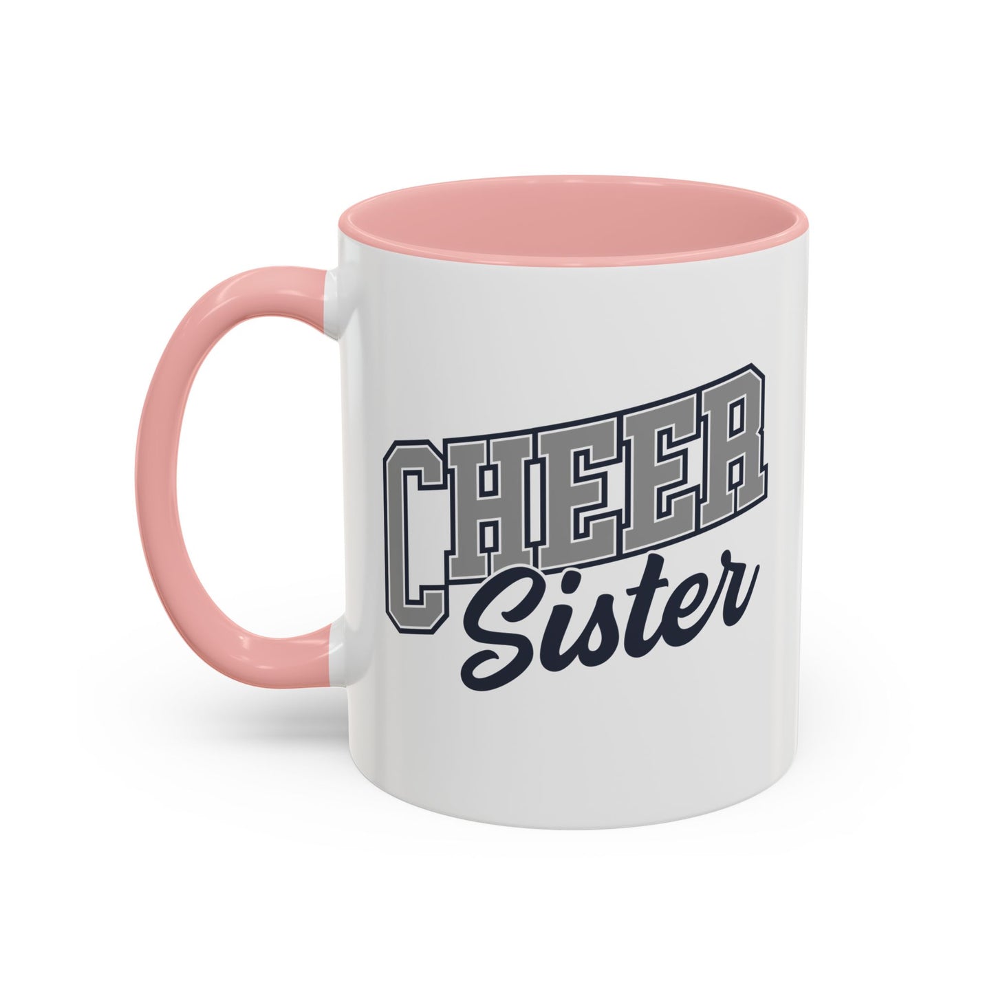 Cheer Sister Coffee Mug | Bold Sports Font & Cursive Script | 11oz Ceramic Mug