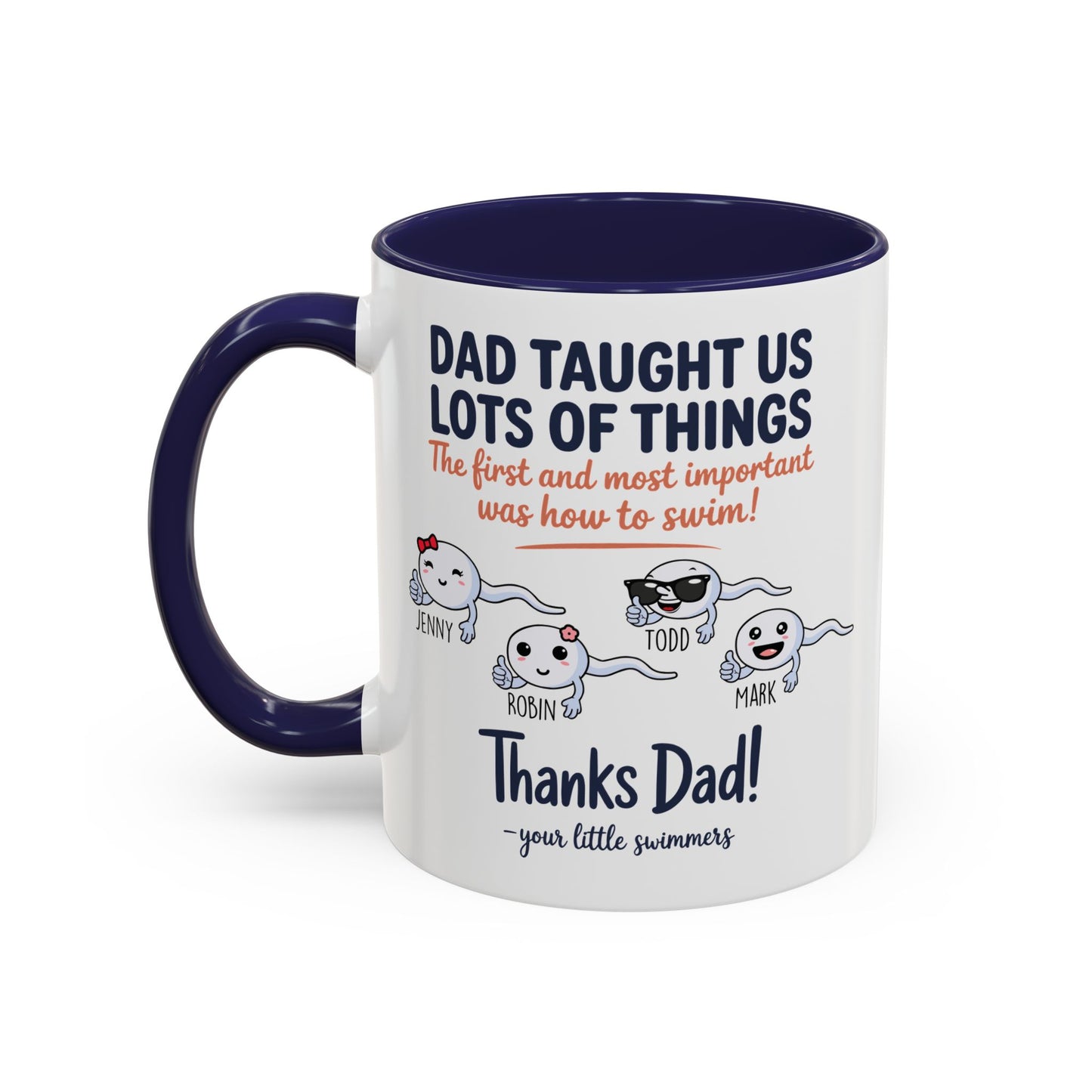 Funny Dad Mug Personalized Gift for Fathers Day Custom Sperm Mug Little Swimmers Dad Mug Gift from Kids with Names