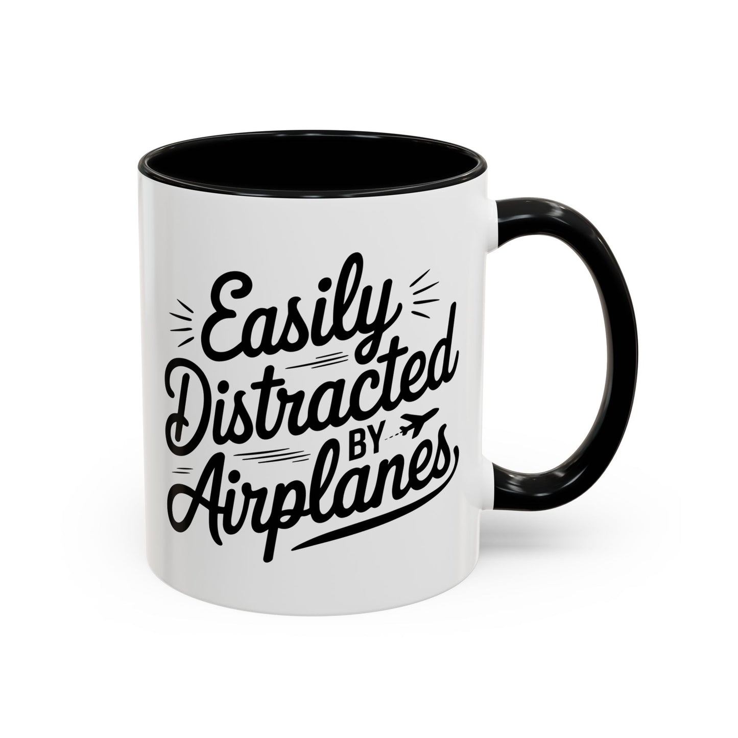 Easily Distracted By Airplanes Coffee Mug, Fun Travel Mug, Gift for Aviation Lovers, Quirky Office Mug, Unique Airplane Gift