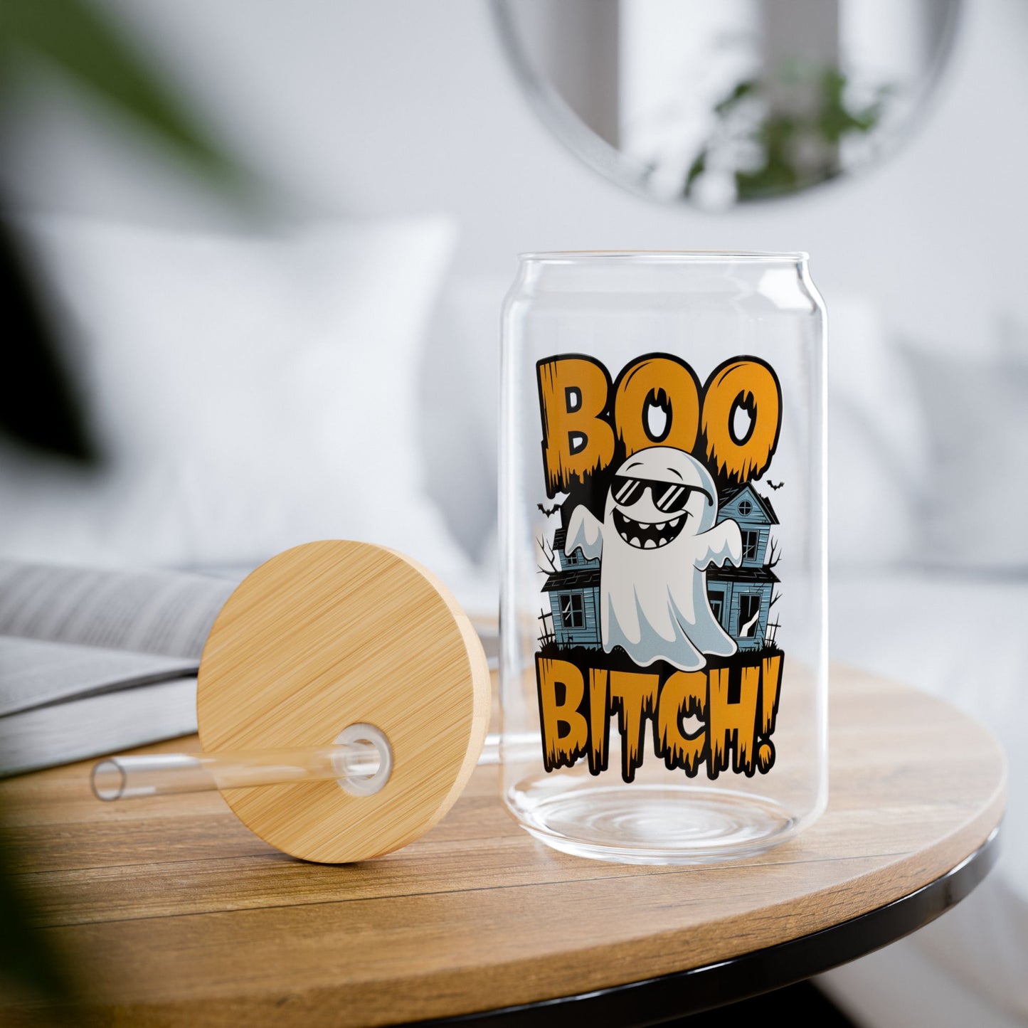 Boo Bitch Sipper Mug – 16oz Spooky Ghost Drinkware